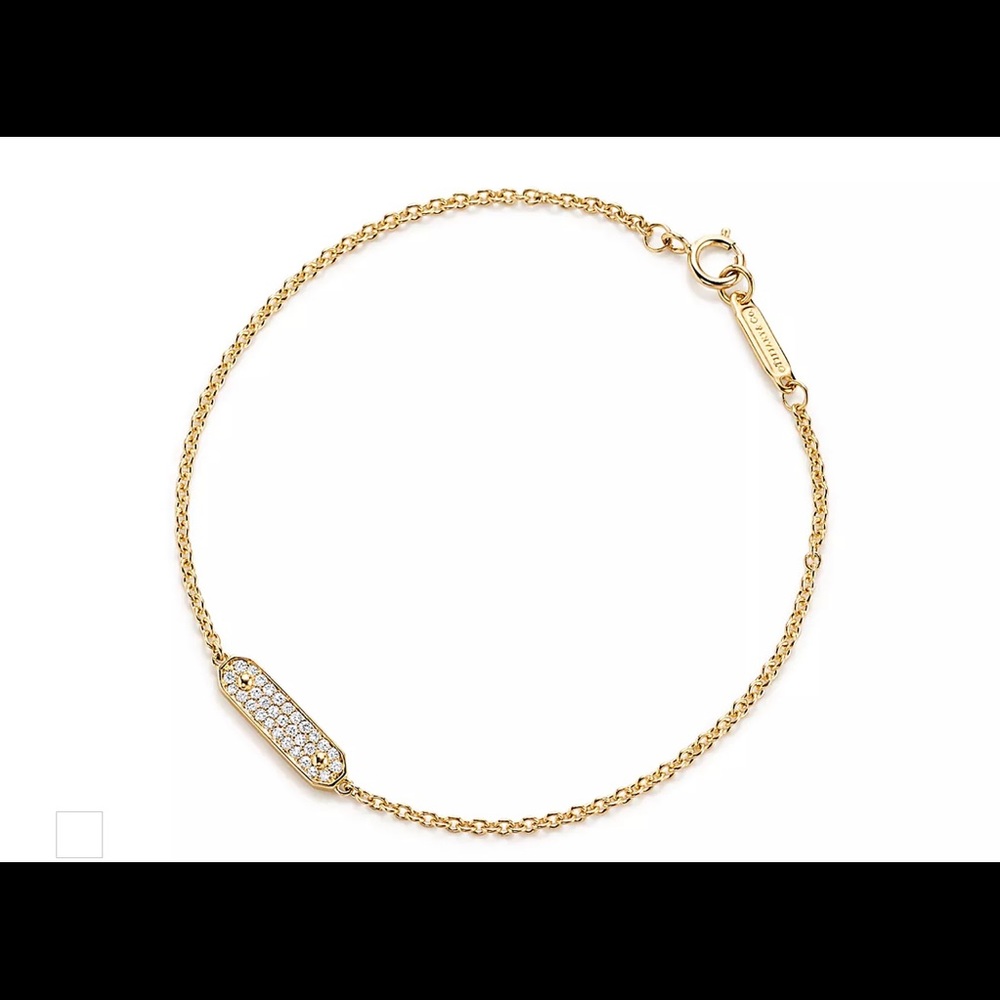 ‼️SOLD‼️18K Yellow Gold Diamond Pave Tag Chain Bracelet